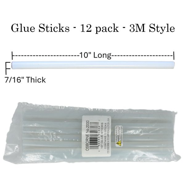 GLUE STICKS, 7/16" DIAMETER X 10" LONG (12 PK)